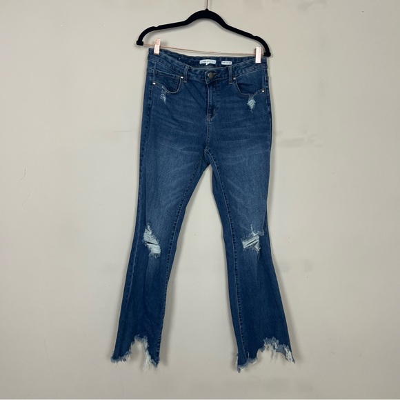 A BEAUTIFUL SOUL SKINNY FLARE RIPPED JEANS SIZE 12 DARK WASH - Picture 11 of 12